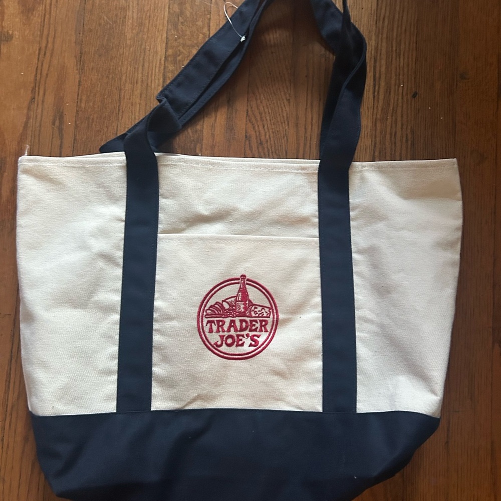 Trader Joe's Canvas Tote Bag - Cream and Black